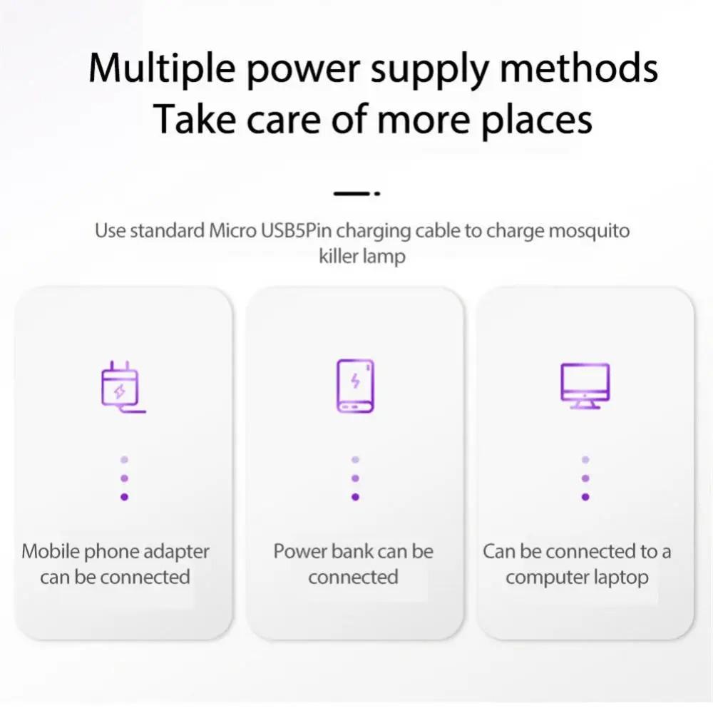 5PCS Led Mosquito Lamp 360° Mosquito Mini Uv Mosquito Killer Lamp Mosquito Lamp Mosquito Repellent Usb Powered Portable Easy To Clean