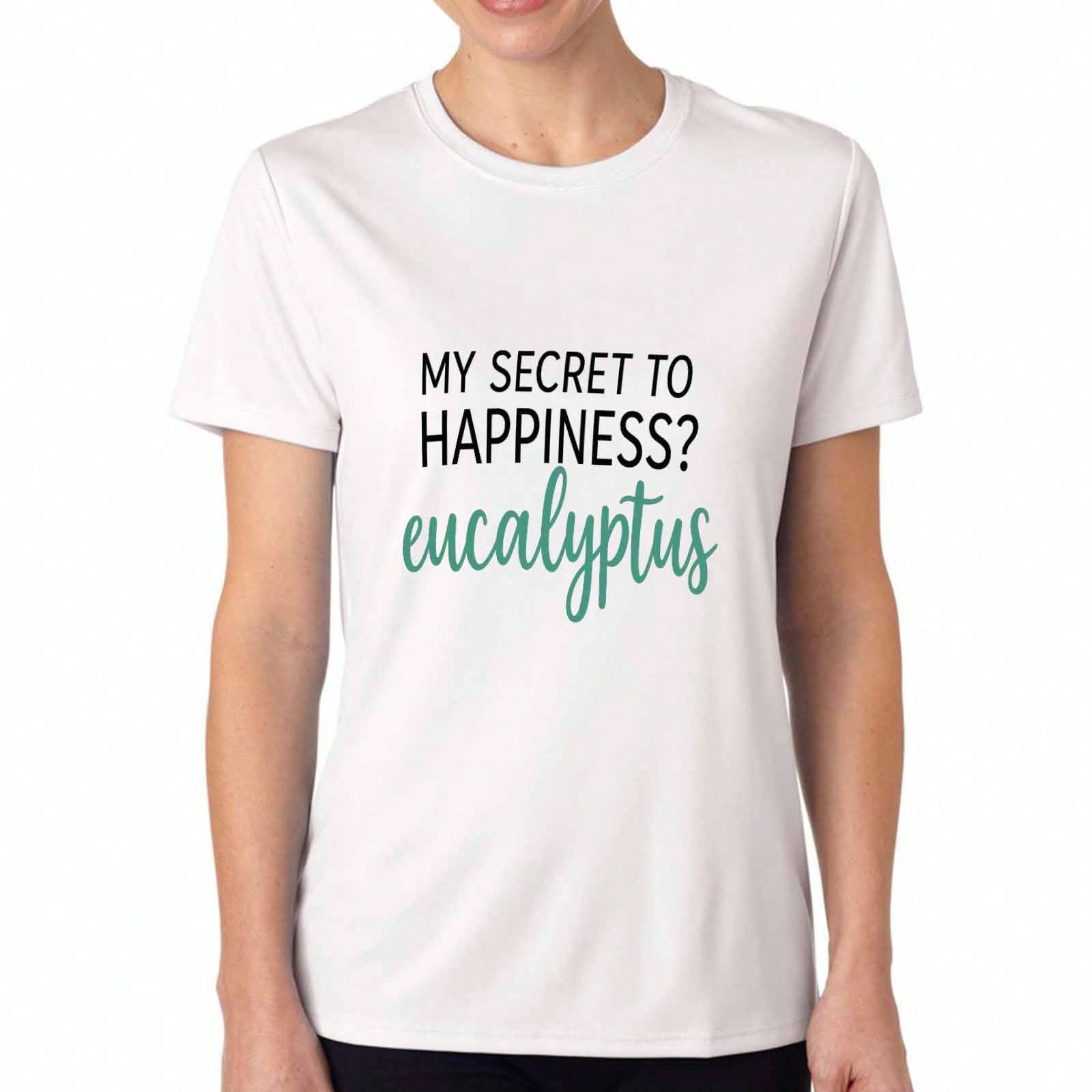 Eucalyptus Happiness Secret unisex s Cotton T Shirt, Premium Cotton Print, Durable, Casual Fashion. My Secret To HappinessEucalyptus Graphic Tee For L S разноцветный