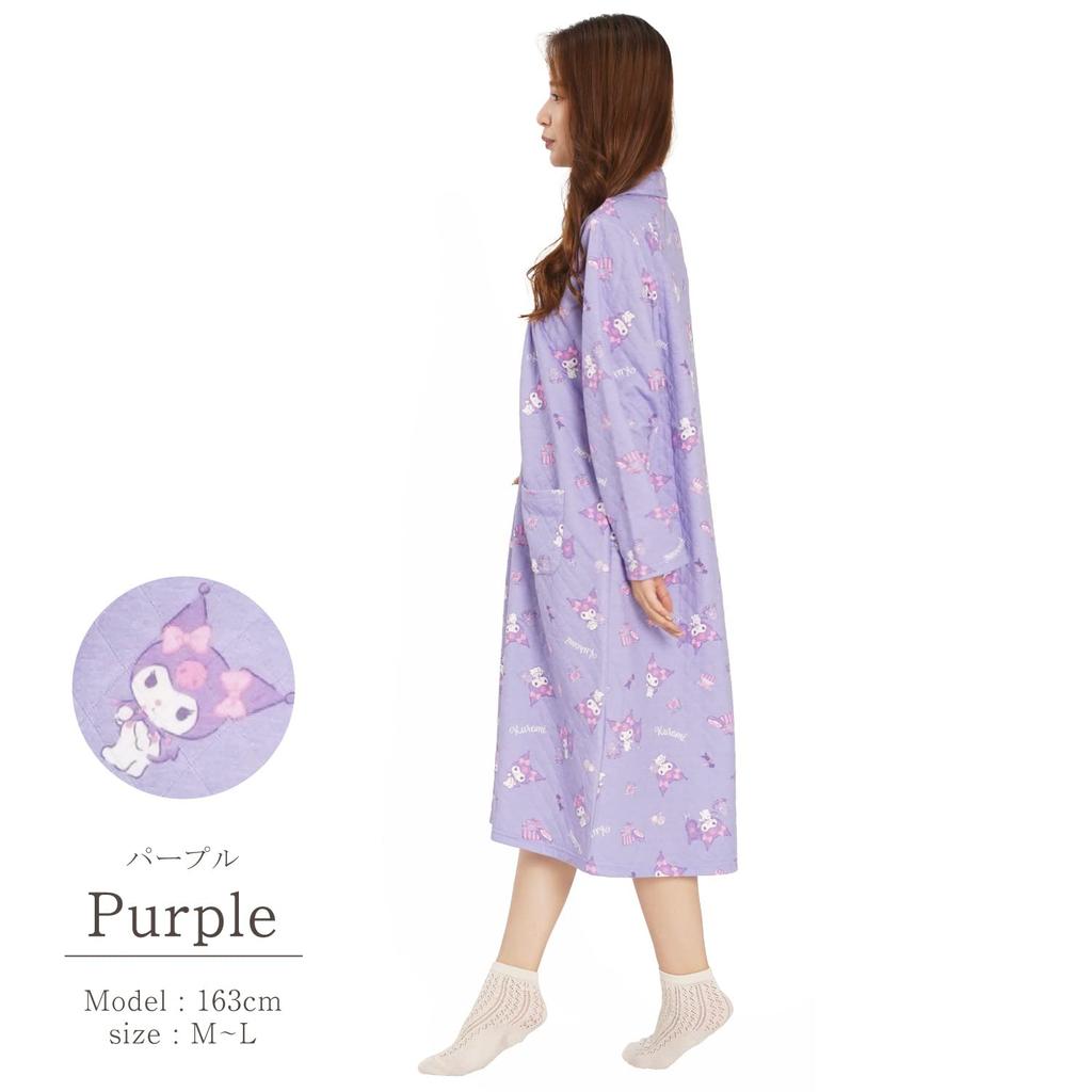 SAN1566 Kuromi Knit Quilt Dress Room Wear Kuromi Sanrio Makeup Kuromi [Southzak] Women's (Purple/M-L Size)