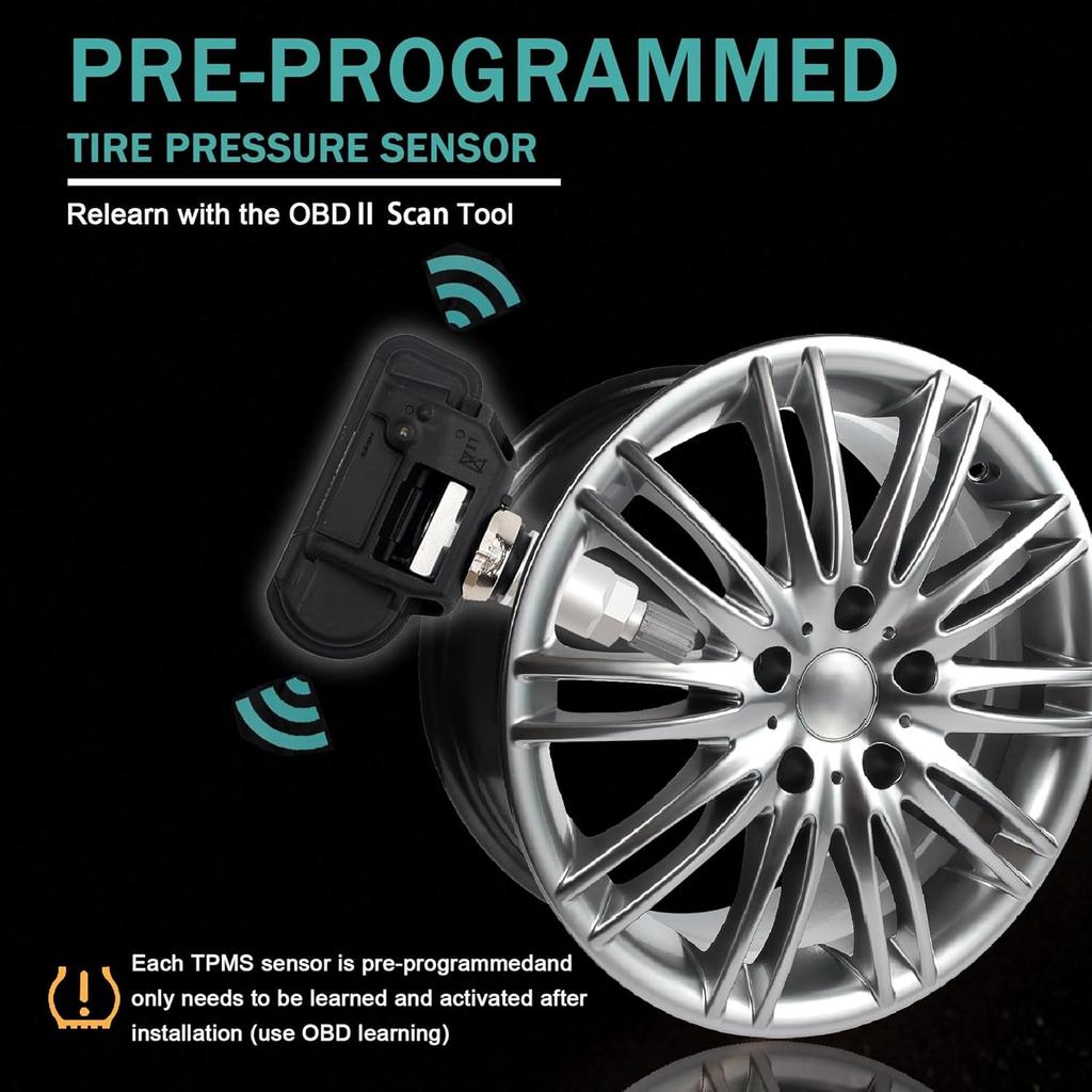 TPMS Tire Pressure Sensors 433MHz Programmed TPMS Sensor Compatible with Mercedes-Benz Smart Infitini Replaces # A0009050030 A0009051804