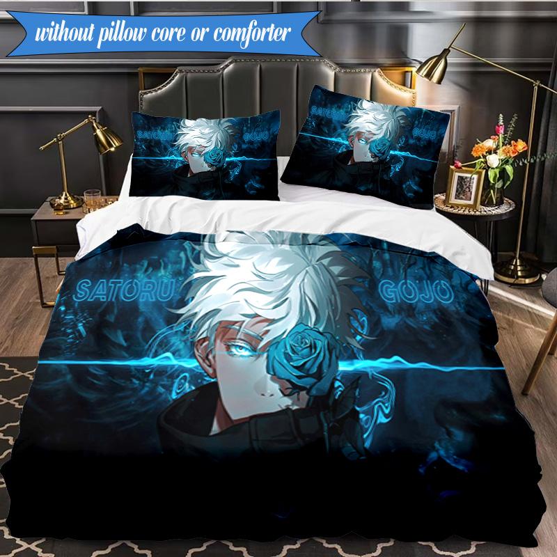 Jujutsu Curse Battle 3pcs K-pop Music Group Bedding set,Ideal for Bedroom, Dormitory,Including Duvet Cover And 2pcs Pillowcases,Fan Gifts
