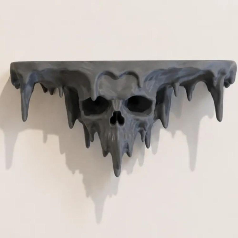 3D Printed Skull Drip Floating Shelf Plastic Wall Storage Rack Wall-Mounted Display Stand Bedroom