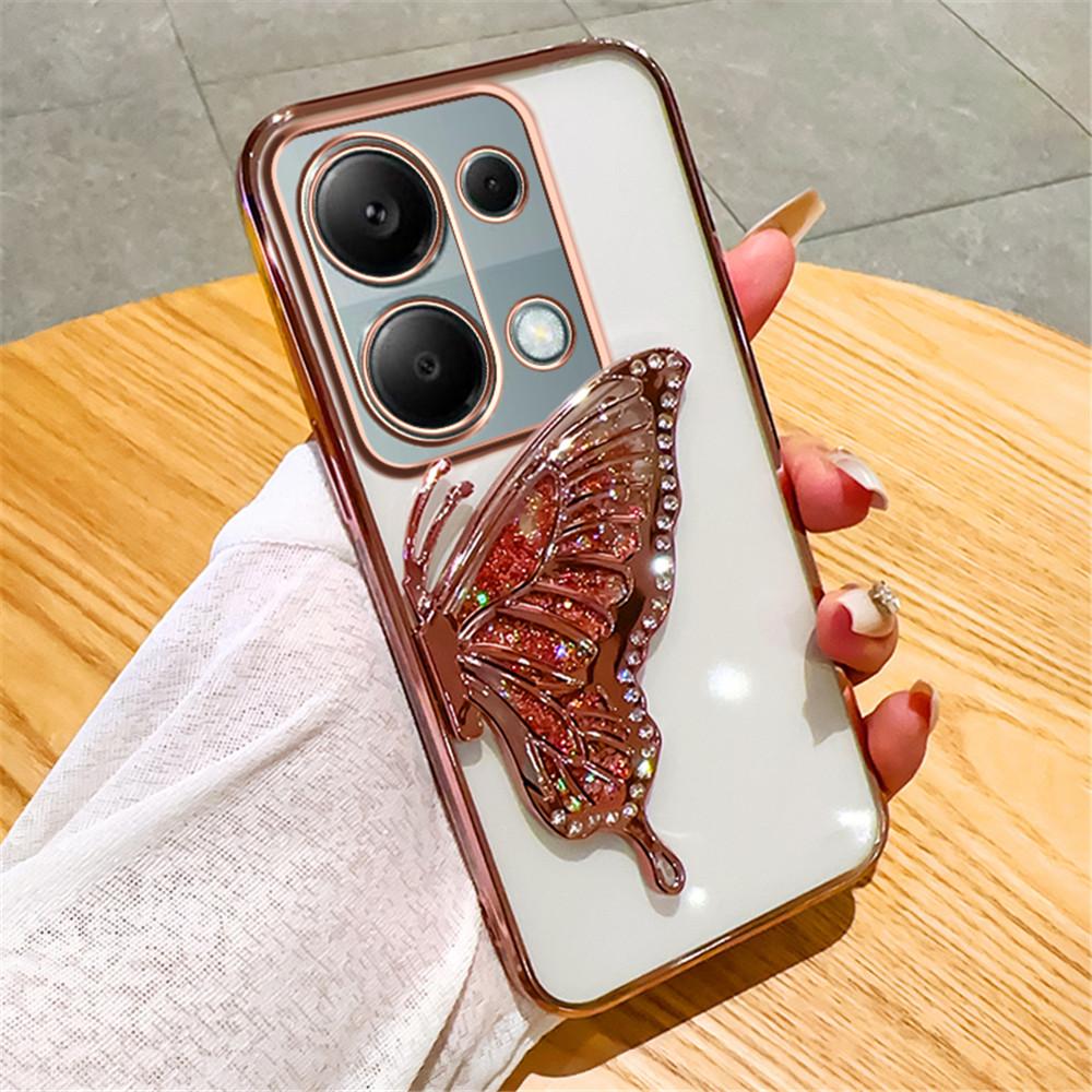 Note14 Quicksand Butterfly Stand Gliitter Case For Xiaomi Redmi Note 14 Pro Plus Note 13 14C 13C 14T POCO X7 X6 C65 Soft Cover