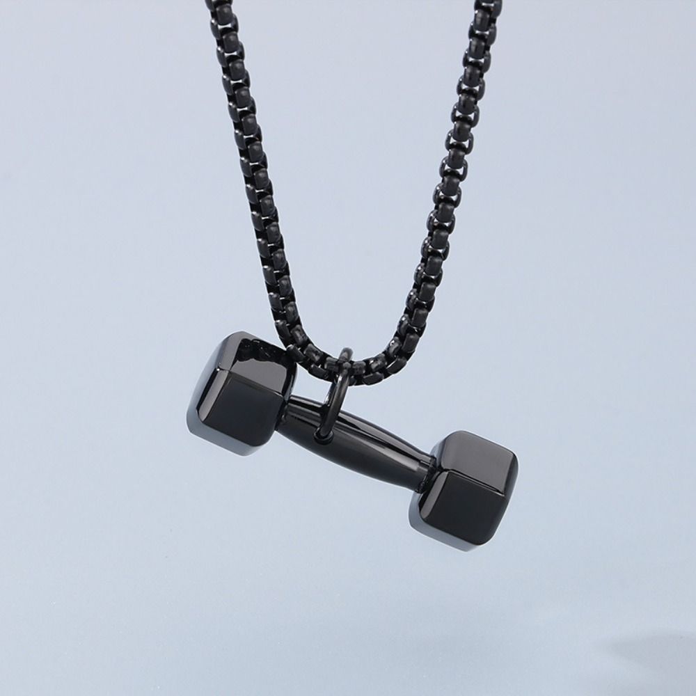 Titanium Steel Dumbbell Necklace Mini Dumbbell Sports Necklace Jewelry Accessories