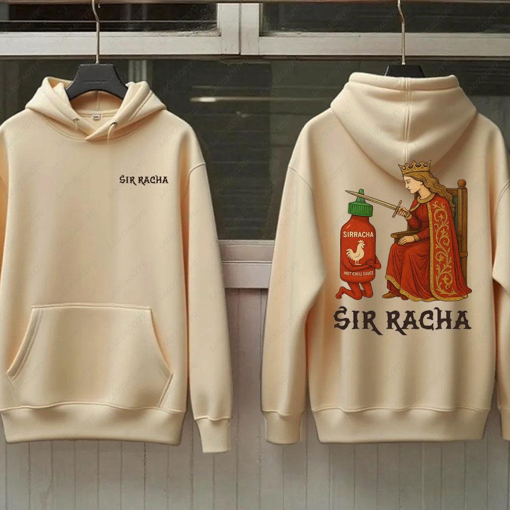 Sir Racha Man Woman 2 SidedHoodies Sri Racha Medieval Art Pullover Sriracha Fan Merch Retro Medieval Graphic Sweatshirt Hoodie