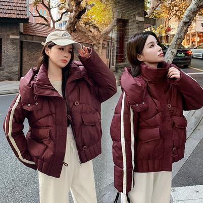Small Short Cotton-padded Clothes Autumn and Winter Thickened Cotton-padded Jacket Girls Loose Bread Hooded Cotton-padded Clothes New