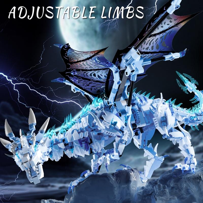 Creative Mythical Dragon Building Blocks Set Ice Dragon Flying Dragon 3D Model Kit DIY Assembly Bricks Kids Gift