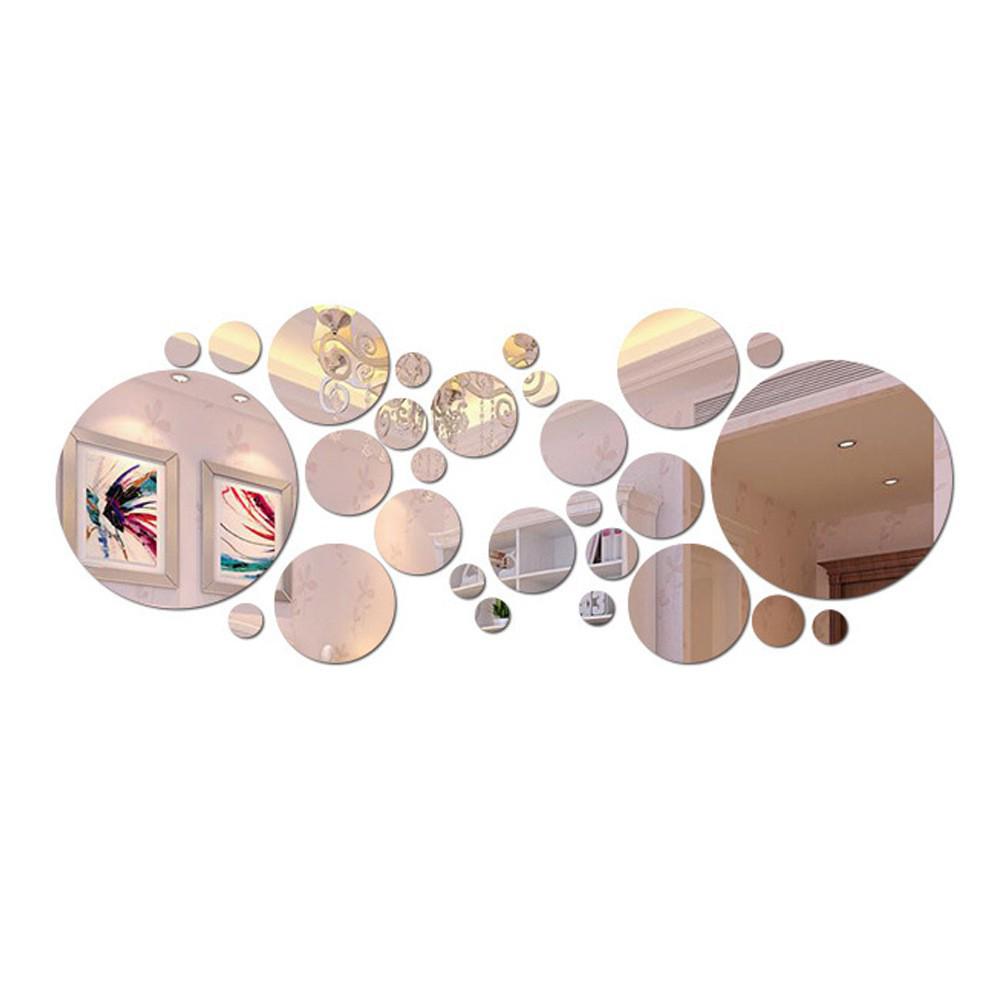 26/32-Piece Round Mirror Wall Stickers - 3D Decorative Set: Small and Large Circles, Large Circle 15cm