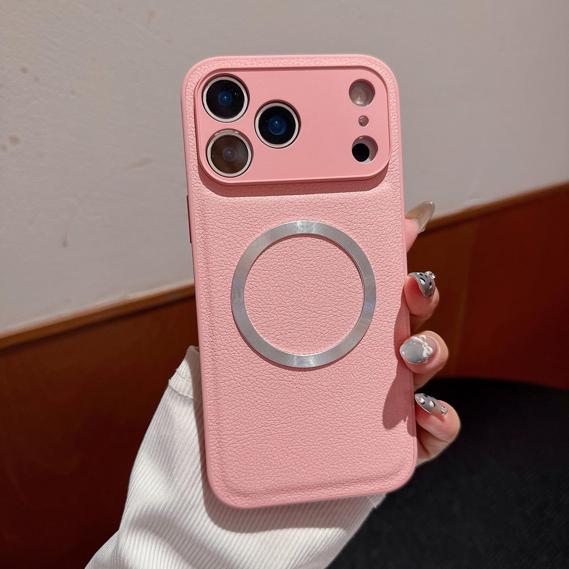 

Lychee Pattern Magnetic Ring for IPhone17 Mobile Phone Case for Apple 17air Solid Color Two-in-one Protective Case Apple 7plus/8plus
