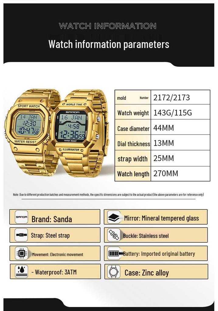 Sanda Men's Multifunctional Waterproof Electronic Watch - Middle East Exclusive, Summer Time Wristwatch