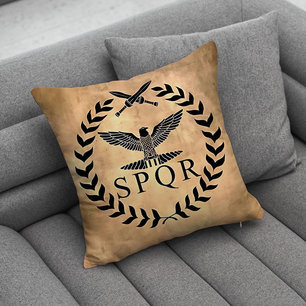 Retro Spqr Roman Empire Pillow Case Antidustmite Pillowcase Invisible Zipper Silky Short Plush Sofa Cushion Cover