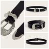 Black Vintage Decorative Rhinestone Belt Woman's Retro Style Alloy Buckle Personality Belt