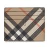 Burberry Check Color Block Design PU Card Holder Unisex Accessories Beige 81123051