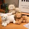 30/40cm Lying Lion Dog Cat Plush Toys Kawaii Lifelike Hairy Animals Stuffed Dolls Girl Boys Sleeping Companion Toys Dolls
