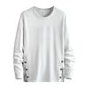 Moda masculina suéter gola redonda botão masculino solto rua pulôver manga comprida casaco