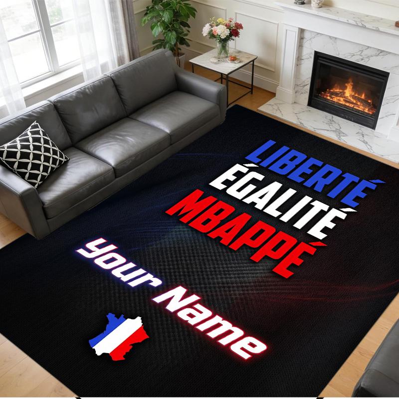 Crystal Velvet Rug Custom Name Text, Soft Non Slip Floor Mat Home DecorFrance national football team