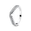 Original 925 Sterling Copper Ring Wishbone Love Heart Crystal Rose Gold Rings For Women Wedding Engagement Birthday Gift Zircon