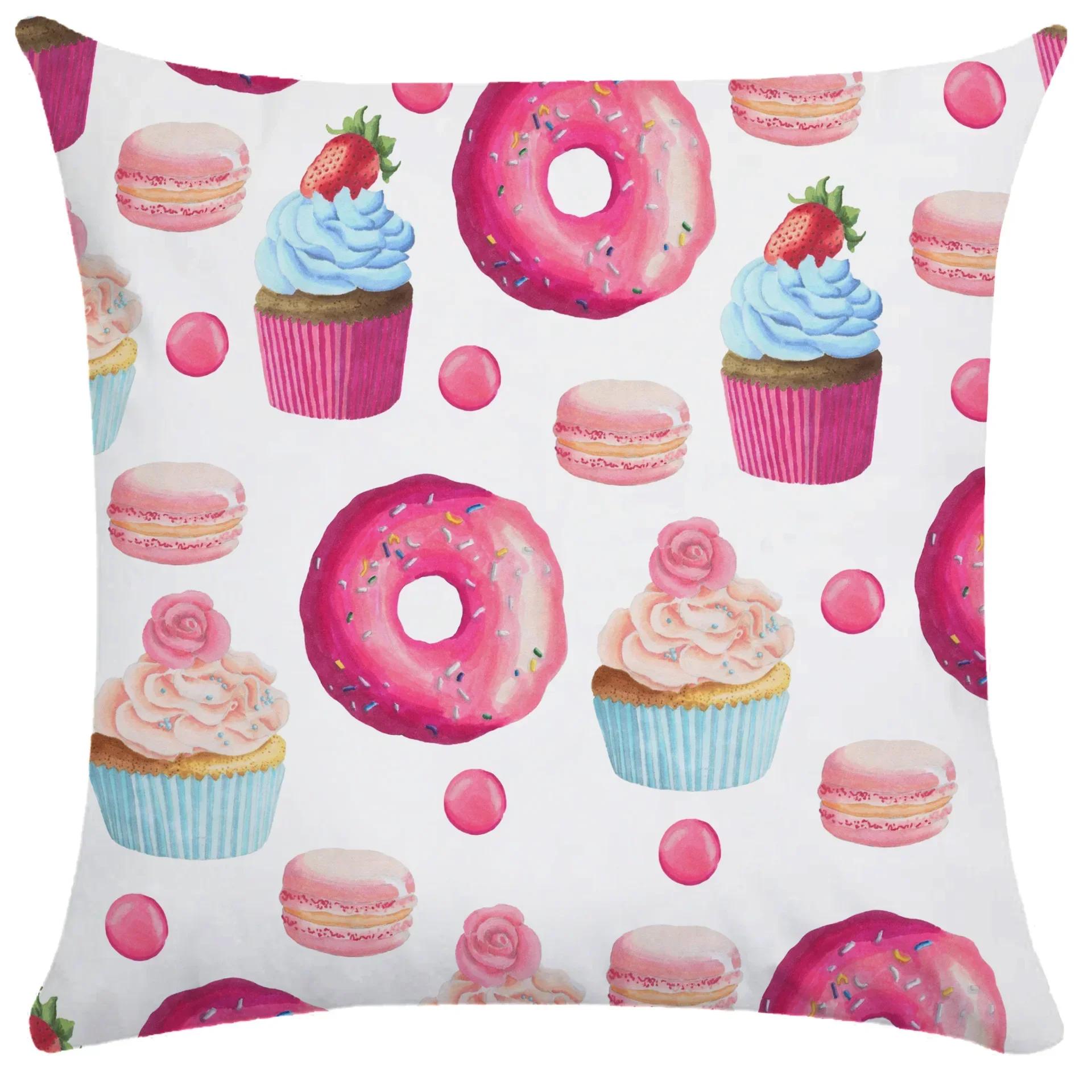 Tinika Chen Unisex Cake Candy Throw Pillow Cover With Short Plush Print For Living Room Sofa Decoration Cushion Cover Pillow Covers Decorative