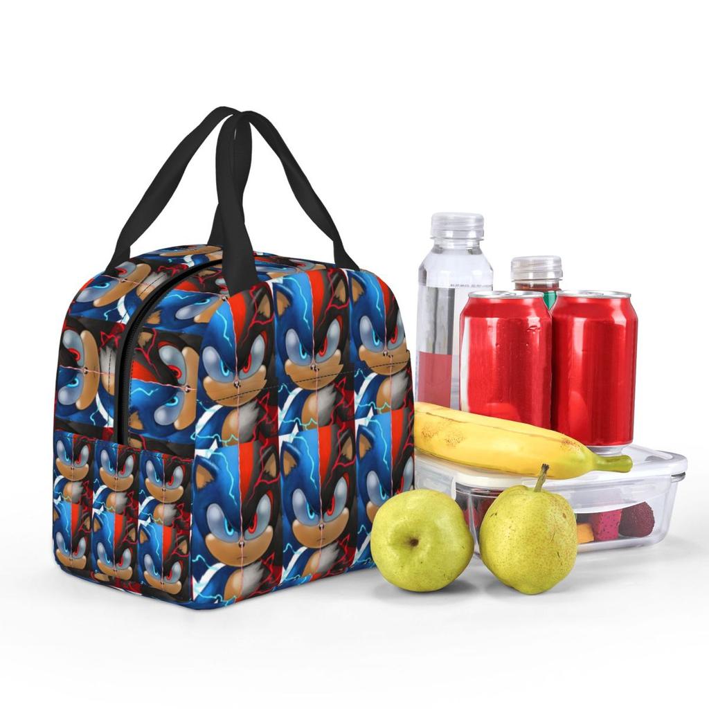 Sonic Shadow Insulated Lunch Bag for Kids School Cooler Thermal Food Box Tote Portable Lunch Boxes Container