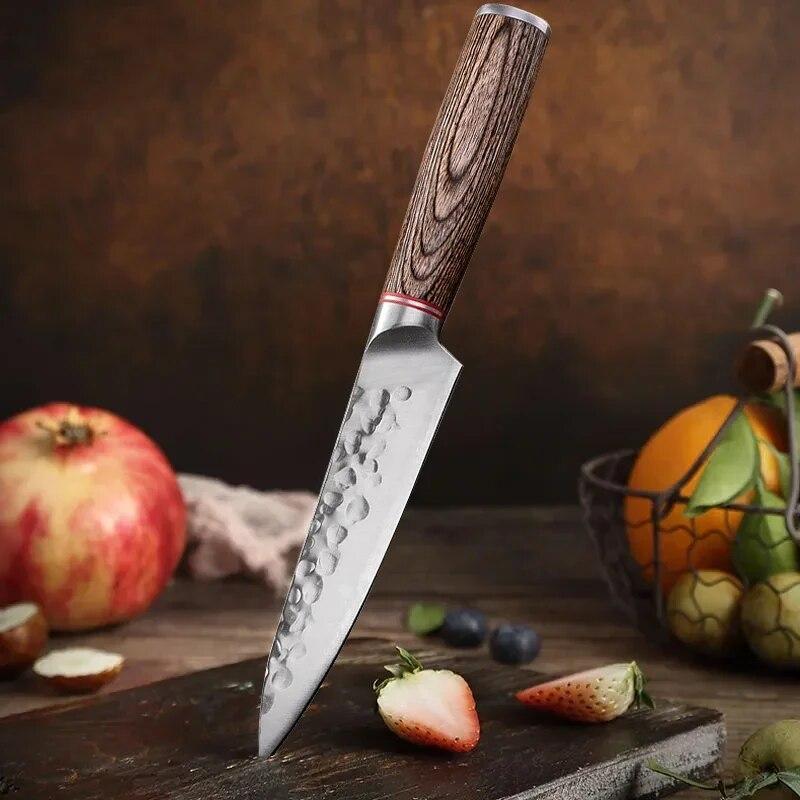 Stainless Steel Kitchen Boning Knife Hand Forged Knife Carving Knife Stainless Steel Cooking Multi-purpose Fruit Knife Wooden Handle Kitchen Gadget