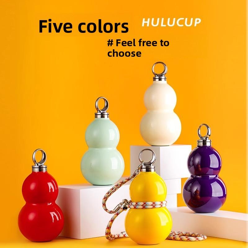 316 Stainless steel gourd insulated cup, stewed teapot with straw, water cup, outdoor portable cold and hot water kettle