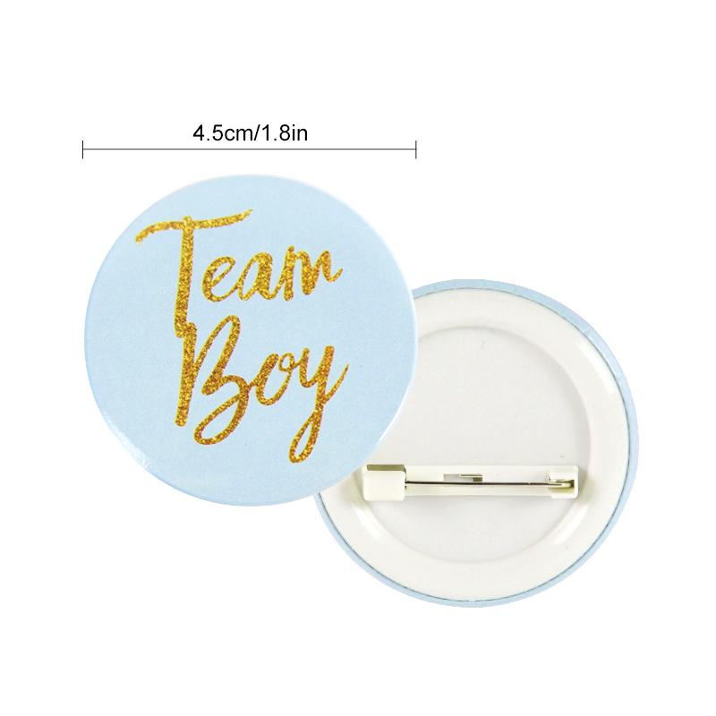 12/24Pcs Team Boy Girl Button Pins Gender Reveal Tinplate Badges Gift for Guests Gender Reveal Party Supplies Baby Shower Decor