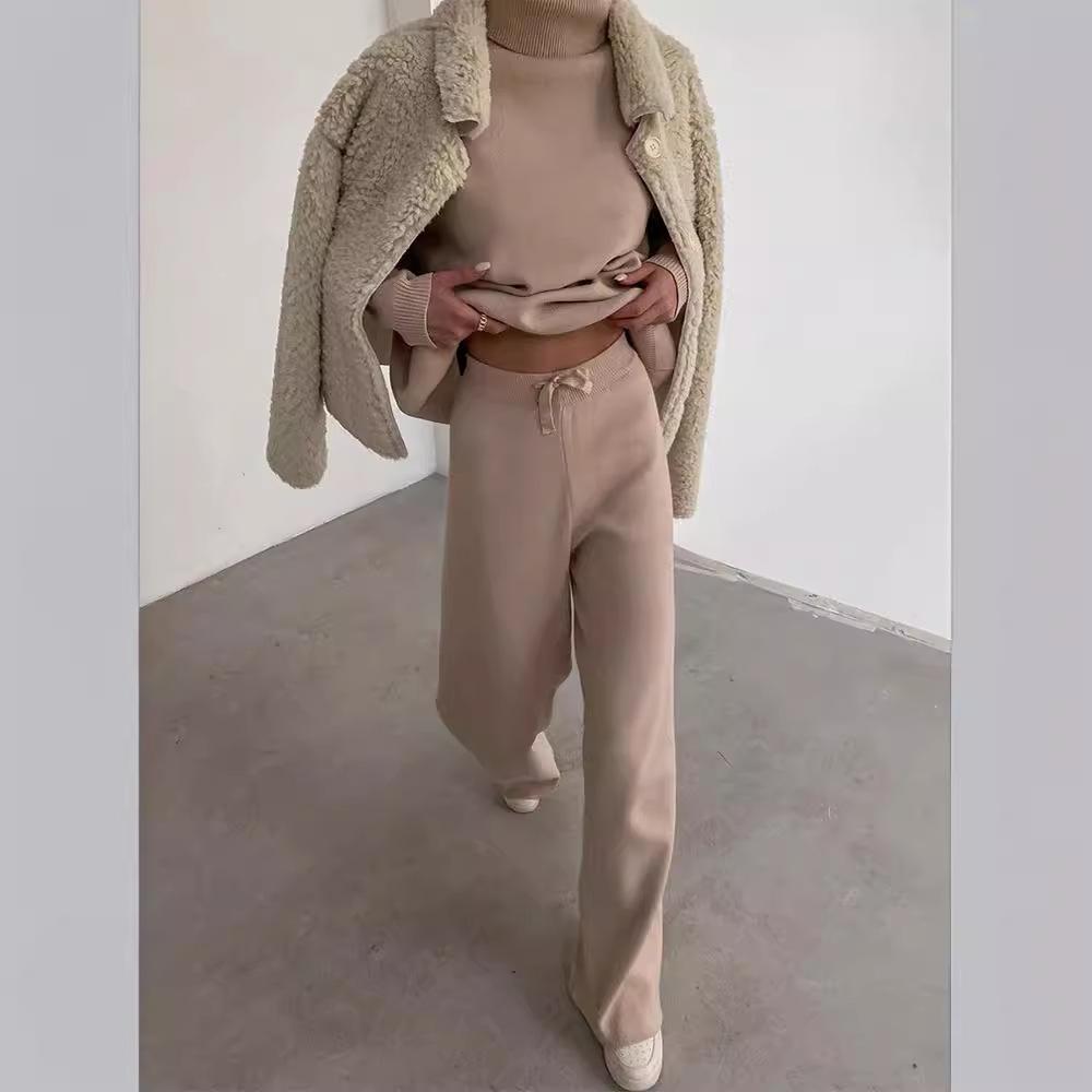 2025 Spring/Summer European & American Women's Knit Lace-Up Fashion Casual Two-Piece Suit