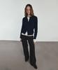 Isibchilwai Wool Round Neck Knit Cardigan (Navy)