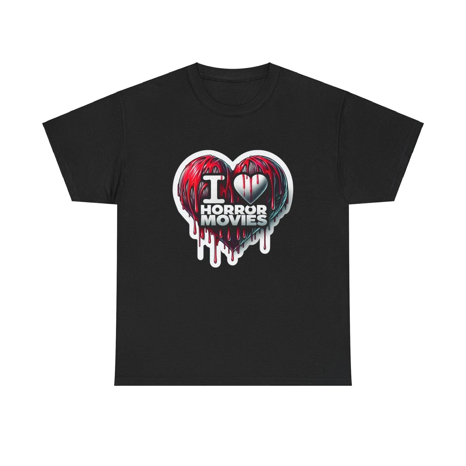 Unisex Adult T Shirt Horror Movie Tee I Heart Horror Movies Scary Gift Spooky L