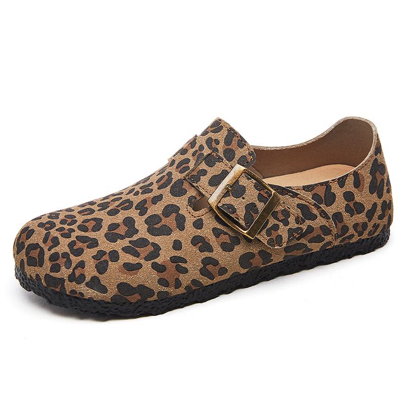 Fashion Smile Summer New Leopard Print Shoes Flat Leather Covered Outdoor Fashion Women's Shoes Polyurethane Soft Sole Sandals For Women
