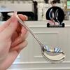 316 Stainless Steel Water Drop Spoon: Long Handle Bibimbap & Deepened Soup Spoon Teaspoon for Household Use.