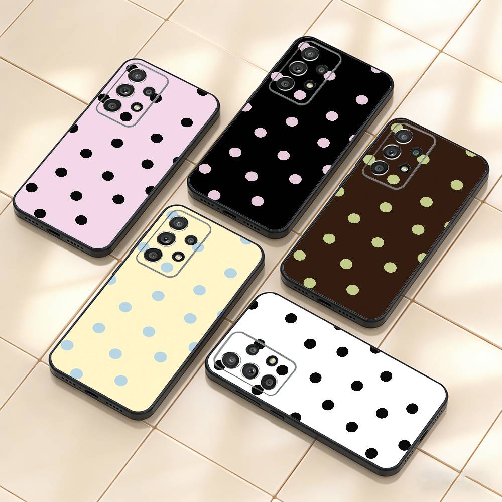 Custodia per Telefono a Pois alla Moda per Samsung S25,S24,S21,S22,S23,S30,Ultra,S20,Plus,Fe,Note,10,9,5G Cover Nera