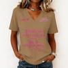 Women's Fashion Casual Letter Print V-Neck Short Sleeve Pullover Top