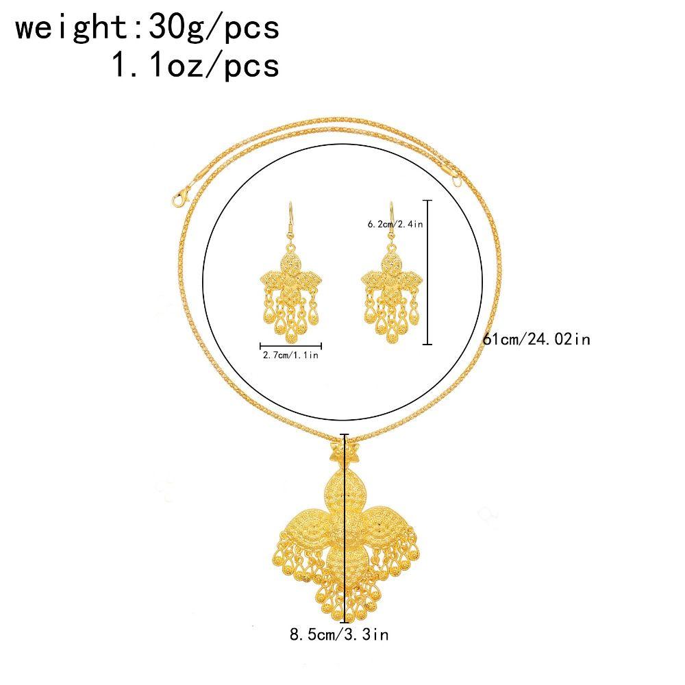 Zinc Zinc Alloy Gold Plated Jewelry Set Thai Women Jewelry Suit Sweet Necklace Earrings Set  Wedding