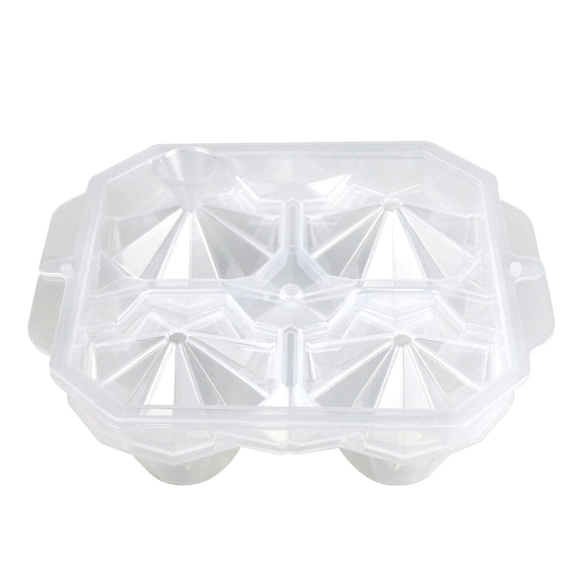 

Creative 4 Cells Large Ice Ball Making Box PP Frozen Ice Cube Mold (BPA Free,No FDA Certificate) Polygonal Star Shape