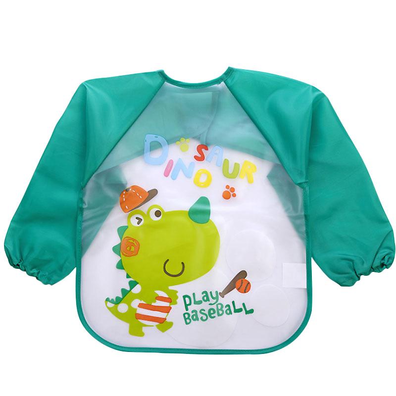 Vattentät vändbar tecknad förkläde och haklapp för barn: Oljesäker för ätande och förskoleaktiviteter
