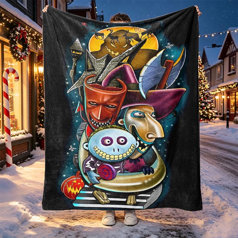 The Nightmare Before Christmas Pattern Blanket for Home Decoration, Bed, Sofa, Car Travel, Camping, Suitable for All Seasons, Birthday Christmas Gift
