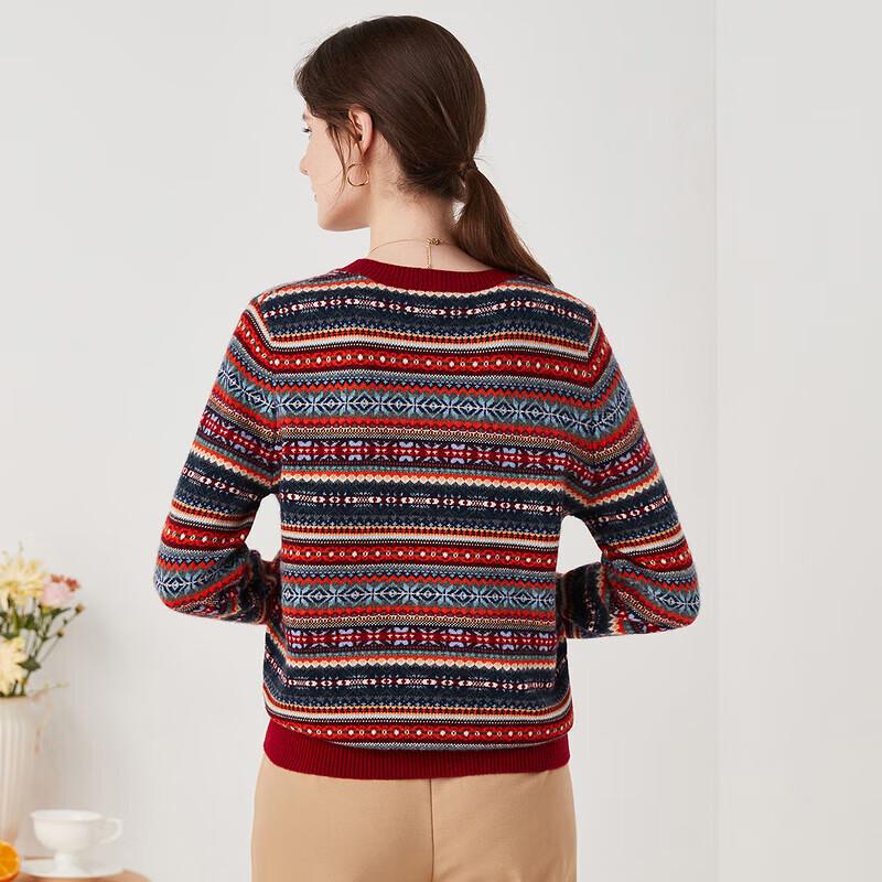 Zhaojun Women's Retro Fair Isle Cashmere Sweater