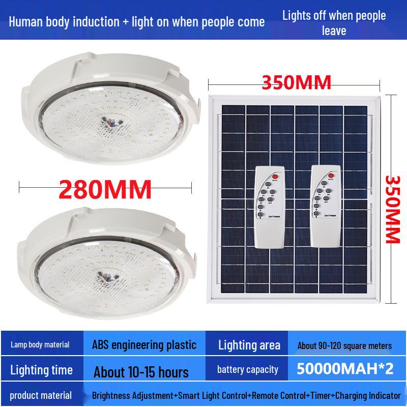 LED Solar Ceiling Light for Bedrooms, Living Rooms, Indoor and Courtyard Spaces - One-to-Two/Three/Four/Five/Seven Light Options
