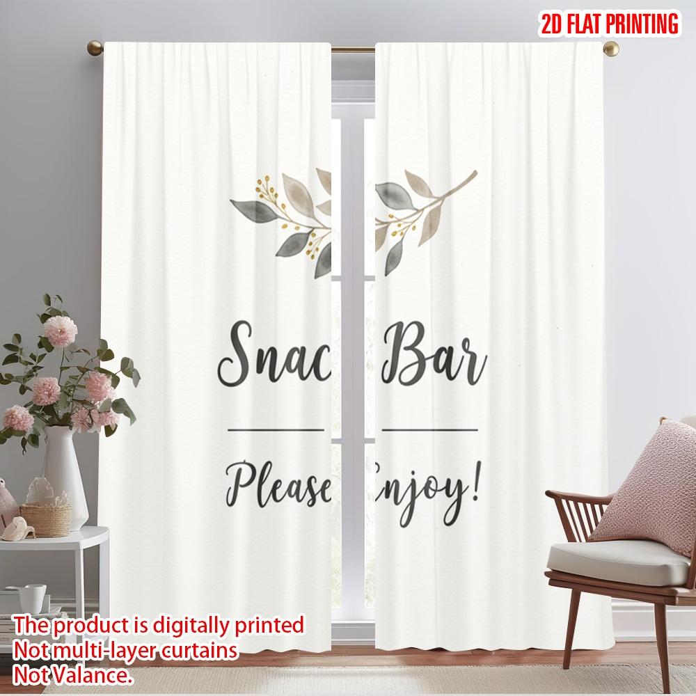 

2pcs 2D flat printing Window Curtains Floral Snack Bar Please Enjoy Polyester Without Electricity Birthday Party for All Season 52.50×116.00 CM 2pcs