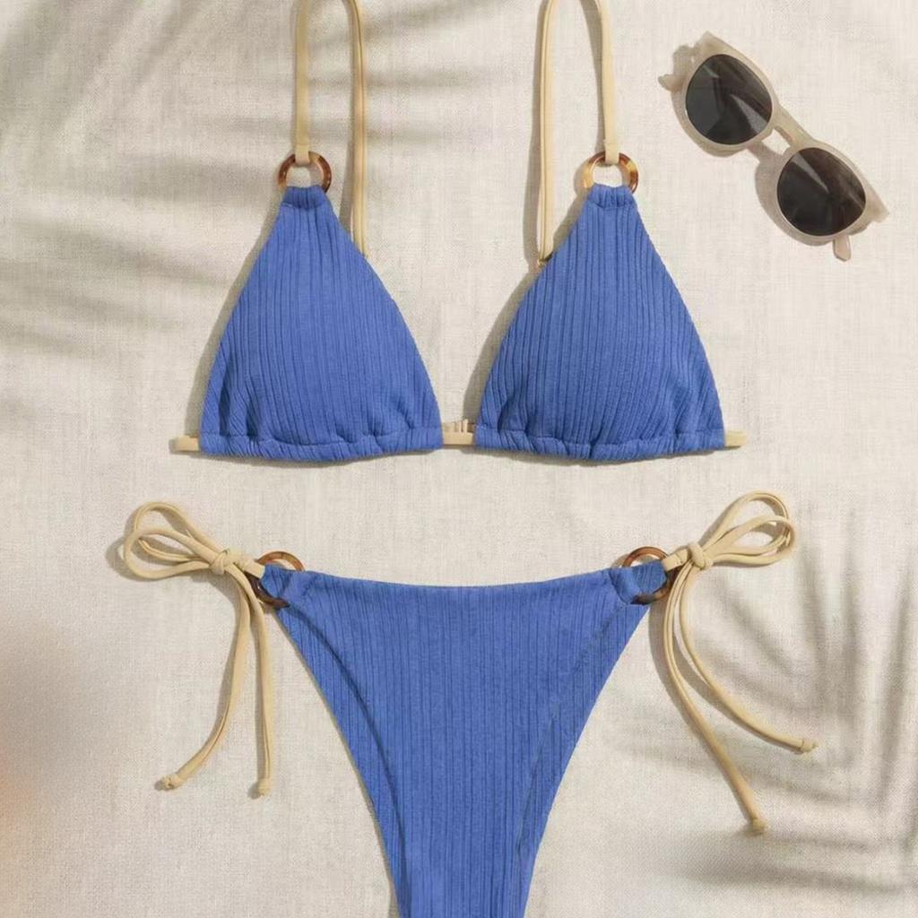 Women's European & American Style Bikini Set Sexy Lace-Up Two-Piece Swimsuit for Beach Vacation