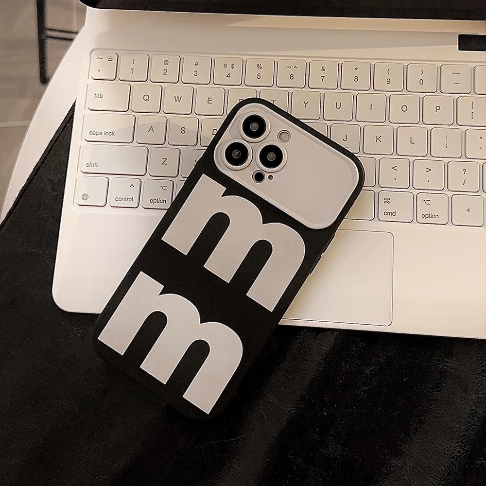 Niche Simple Letter M Suitable for Iphone14 Apple 15 Mobile Phone Case 13Pro Max Personality 11 Trend 16 Soft XR