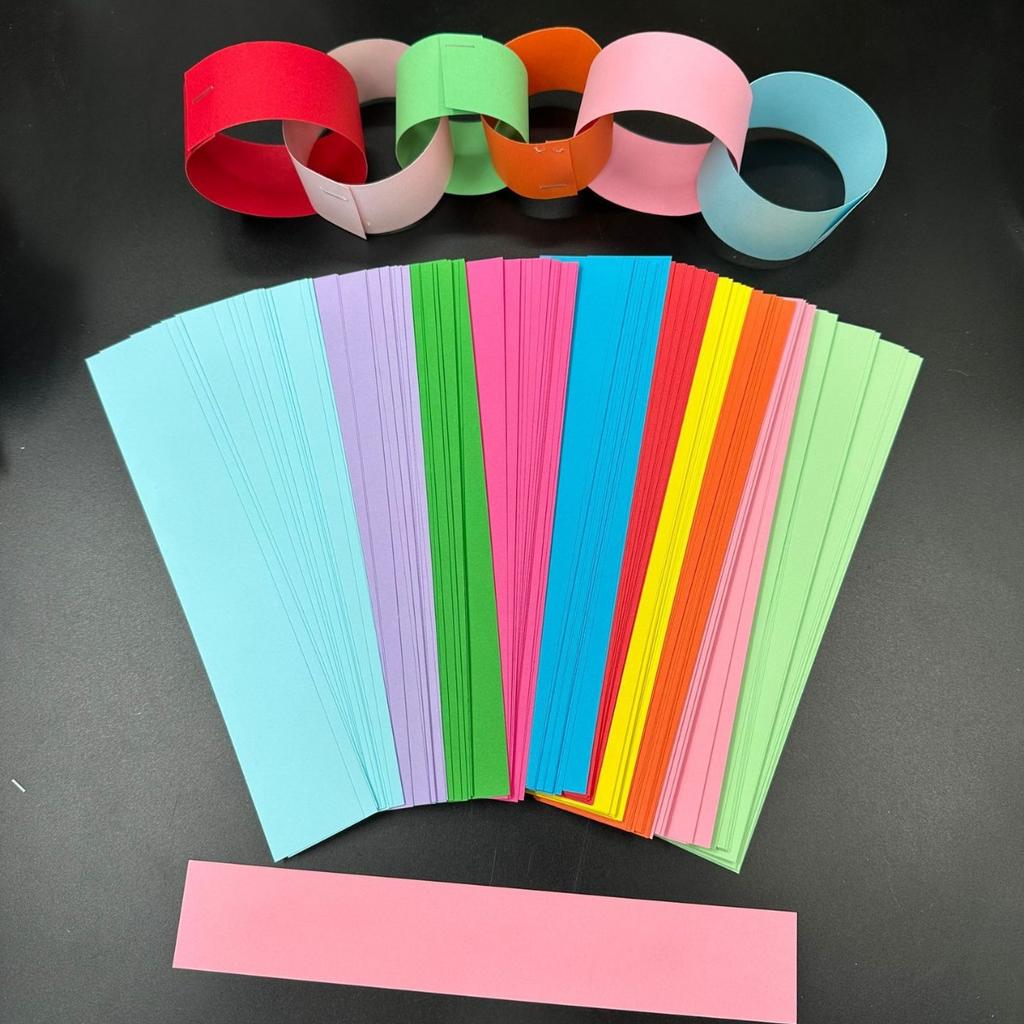 100pcs Creative DIY Assembles Paper Chains Colored Paper Strings Paper Streamers Party Backdrop Decoration