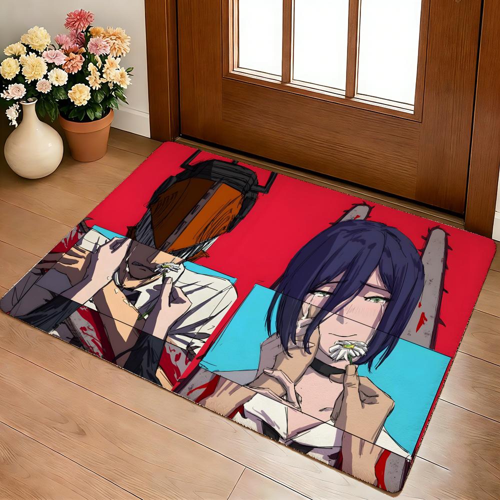 C-Chainsaw Man Fußmatte Gemütliche Flanell Weiche Dicke Rutschfeste Matte für Wohnzimmer Schlafzimmer Küche Dekor Teppiche