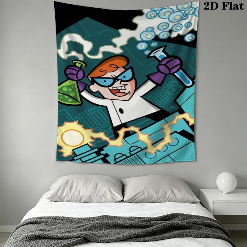 Dexter's Laboratory Wall Tapestry Aesthetic Wall Hanging Printed Fabric Blanket Decorative Tapestries for Bedroom Living Room Home Decor