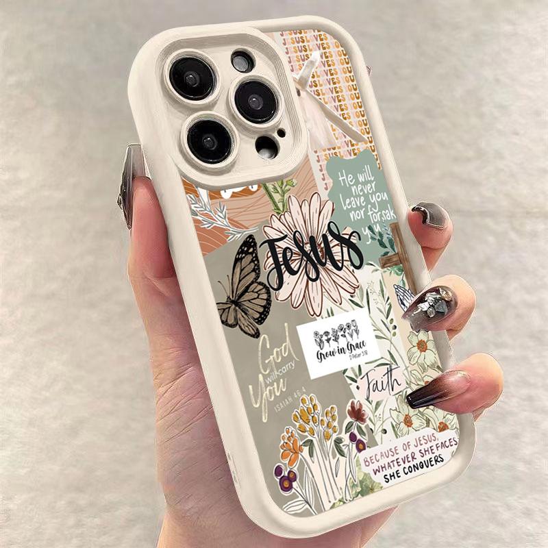 Jesus Collage Pattern Thick Shockproof Phone Case For iPhone 17 Air 16 e 15 14 13 12 11 Pro Max Plus Mini SE Soft Bumper Cover