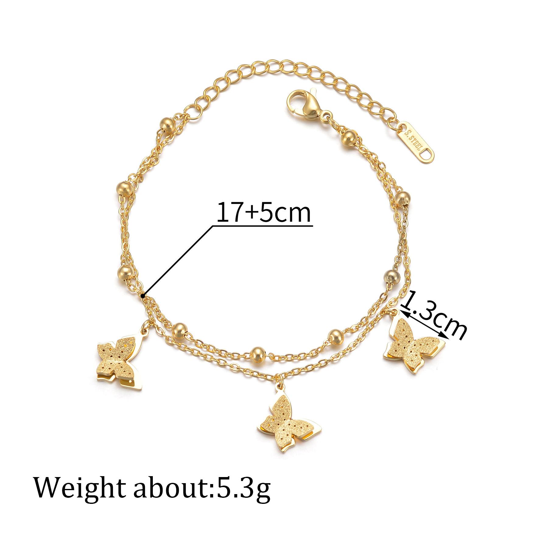 

Atoztide New Beaded Butterfly Double-Layer Bracelets For Women Charm Stacking Bangle Chain Adjustable Jewelry Gift Accessories