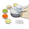 Multi-functional Vegetable Slicer Set with 5 Blades, Including a Storage Basin and Drainer Basket. This Versatile Slicer Set Offers 7 Uses, Including
