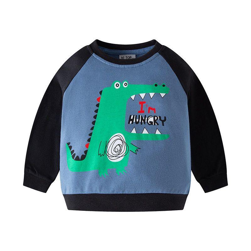 Terry Spring and Autumn Raglan Sleeve Loose Children s Sweater Lake Blue 130