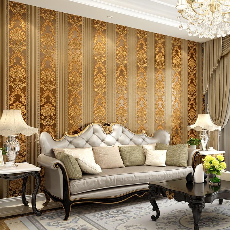 9.5M European-Style Non-Woven Wallpaper Bedroom Living Room Home Decoration 3D Luxury TV Background Wall Simple Wall Stickers